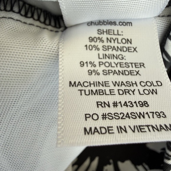 Chubbies The Resort Swim Trunks Shorts Mens XL Black White Flower 4" Mesh Liner - Picture 14 of 15